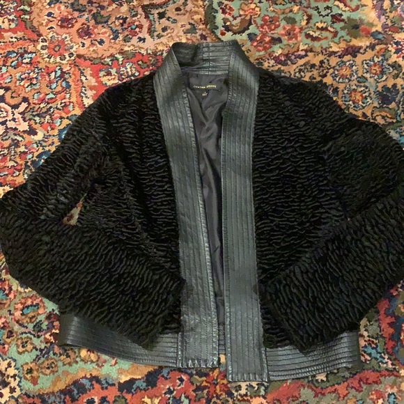 CYNTHIA STEFFE VELVET LEATHER BLAZER